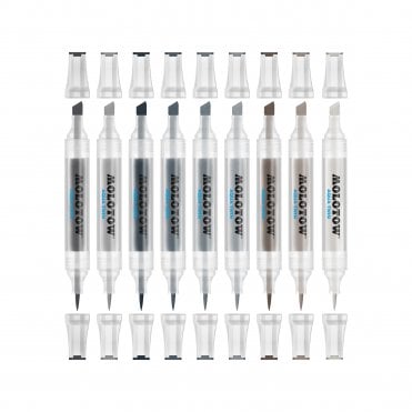 Aqua Twin Marker - Grey Bundle (9)