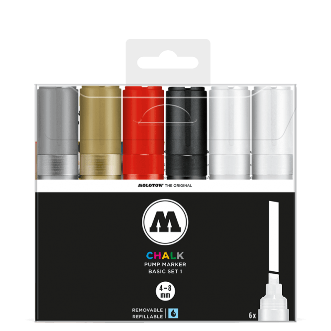 Molotow Chalk Basic Set 1 4-8mm Chisel Tip (6)
