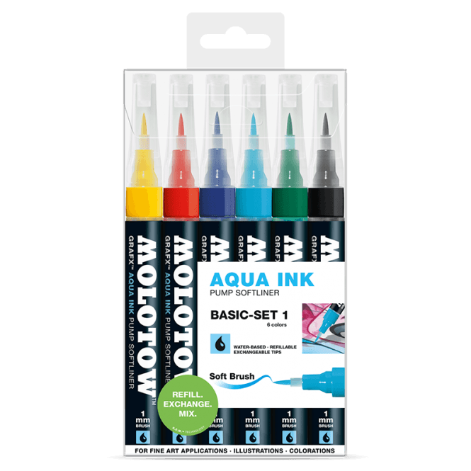 Molotow Grafx Aqua Ink Pump Softliner Basic Set 1 (6)