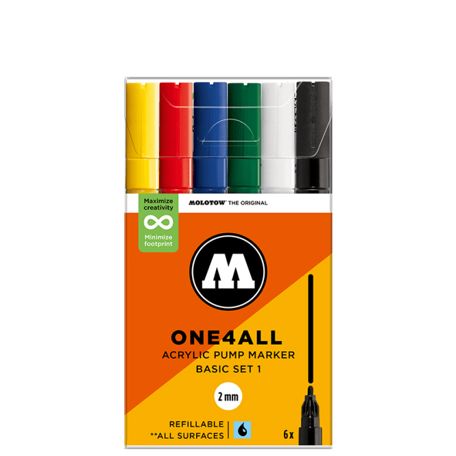 Molotow One4All 127HS Basic Set - 2mm Round Tip (6)
