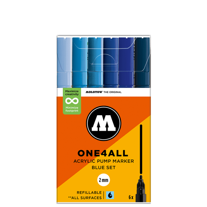 Molotow One4All 127HS Blue Set - 2mm Round Tip (6)