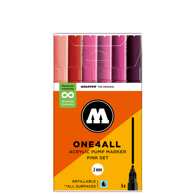Molotow One4All 127HS Pink Set - 2mm Round Tip (6)