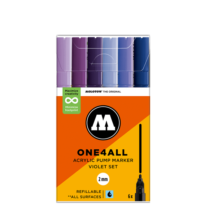 Molotow One4All 127HS Violet Set - 2mm Round Tip (6)