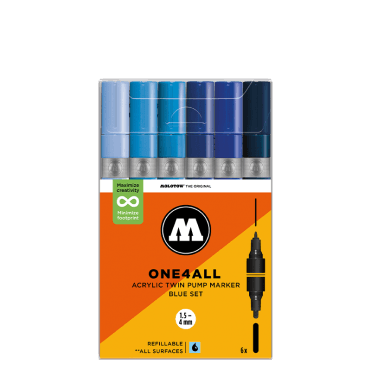 One4All Acrylic Twin Pump Marker - Blue Set (6)