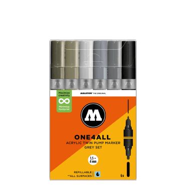 One4All Acrylic Twin Pump Marker - Grey Set (6)