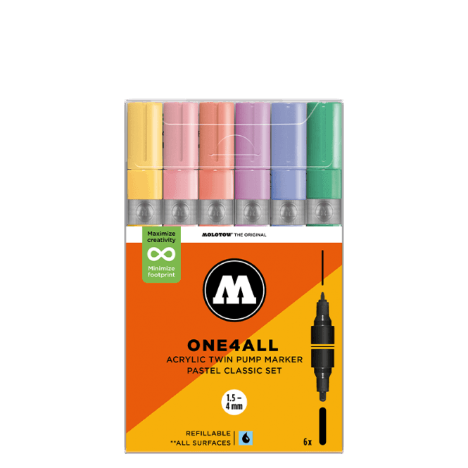 Molotow One4All Acrylic Twin Pump Marker - Pastel Classic Set (6)